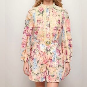 Elegant Floral High Waist Women's 2 Pc. Short Set